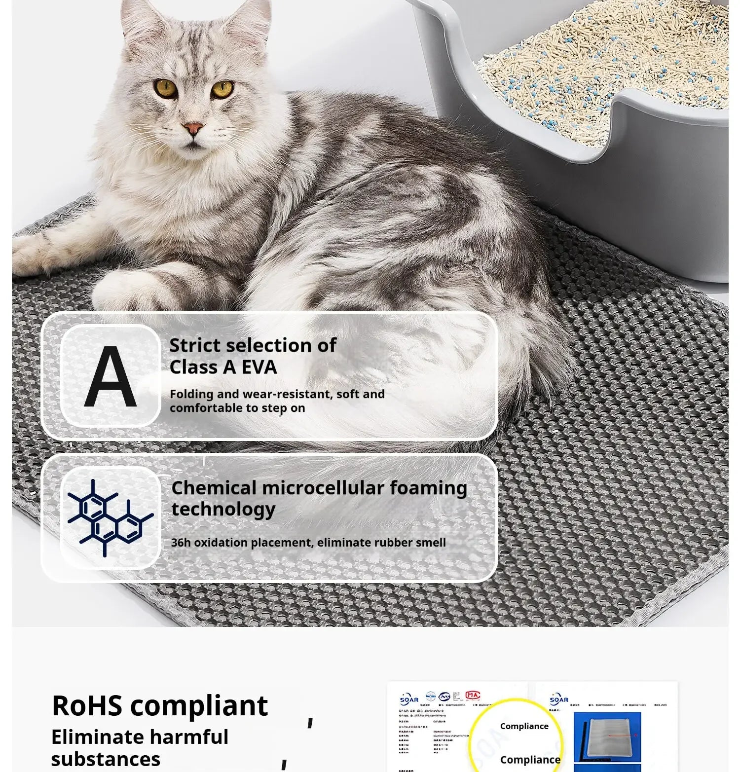 60CMX90CM Cat Litter Mat Waterproof Double Layer Pet Litter Box Mat Pet Toilet Cat Mat Nonslip Sand Cat Washable Pet Clean