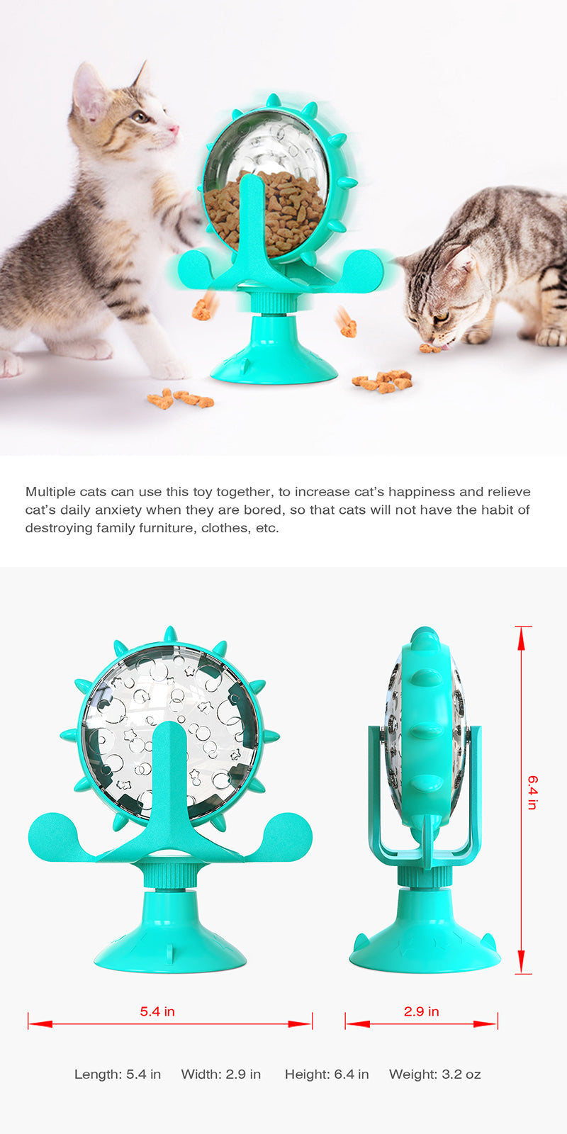 Interactive Treat Leaking Toy For Cat Small Dogs Slow Feeder Dispenser Puppy Funny Rotatable Wheel Improve IQ Kitten Accessories