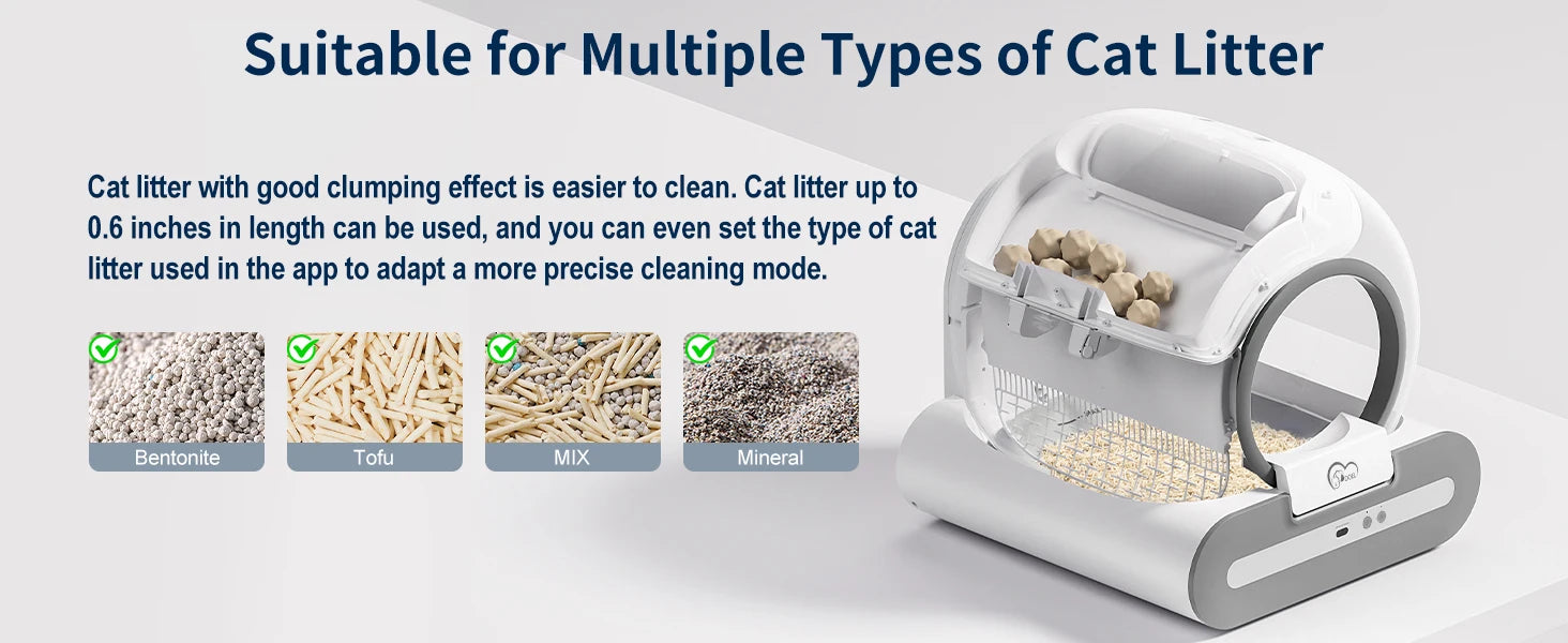 Automatic Cat Litter Box Self Cleaning with App Control & Cat Litter Mat Smart Cat Toilet for Multiple Large Cats