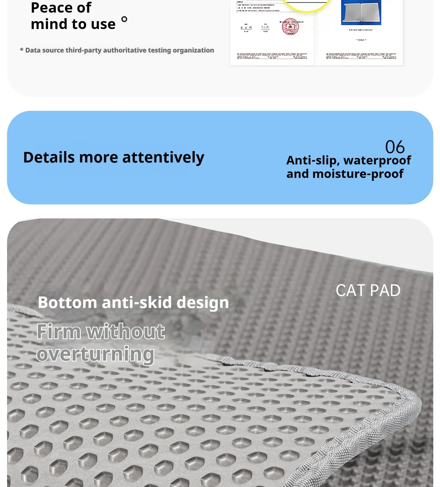 60CMX90CM Cat Litter Mat Waterproof Double Layer Pet Litter Box Mat Pet Toilet Cat Mat Nonslip Sand Cat Washable Pet Clean