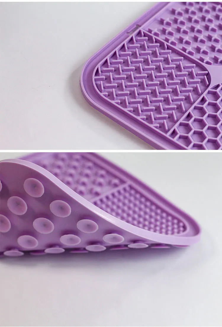 Pet Licking Mat Silicone Pet Food Suction Cup Licking Mat Slow Feeding Mat Anti-choking Slow Food Basin