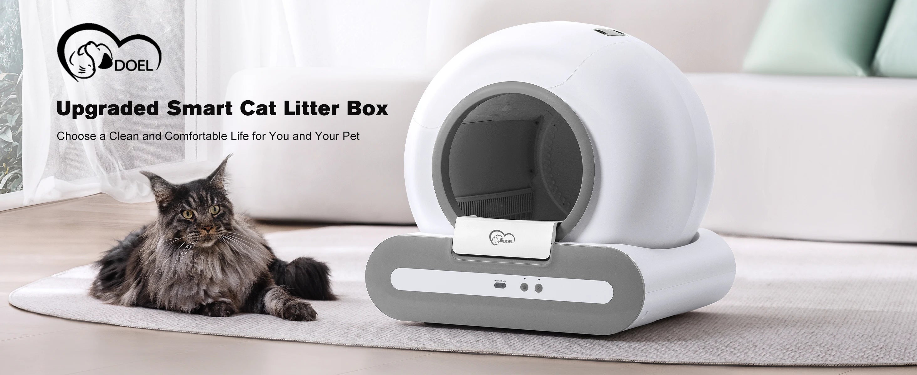 Automatic Cat Litter Box Self Cleaning with App Control & Cat Litter Mat Smart Cat Toilet for Multiple Large Cats