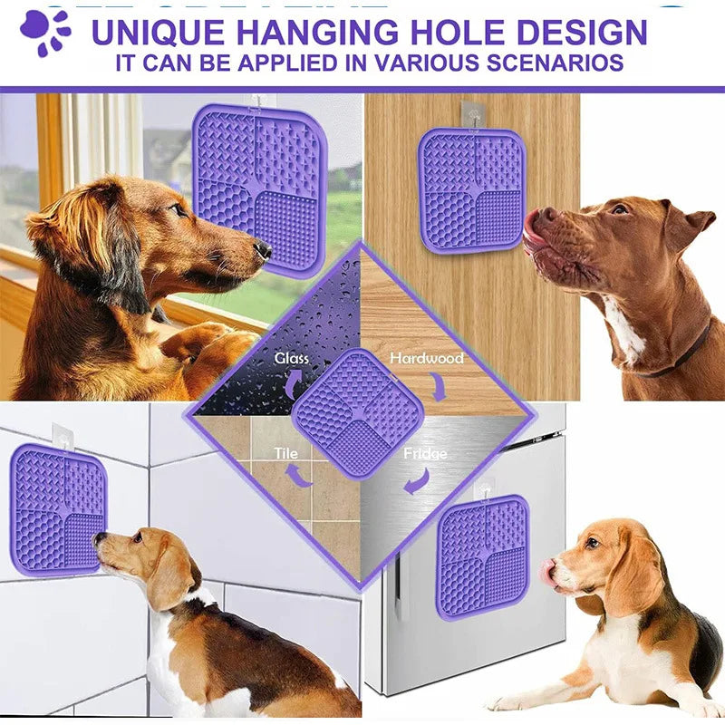 Pet Licking Mat Silicone Pet Food Suction Cup Licking Mat Slow Feeding Mat Anti-choking Slow Food Basin