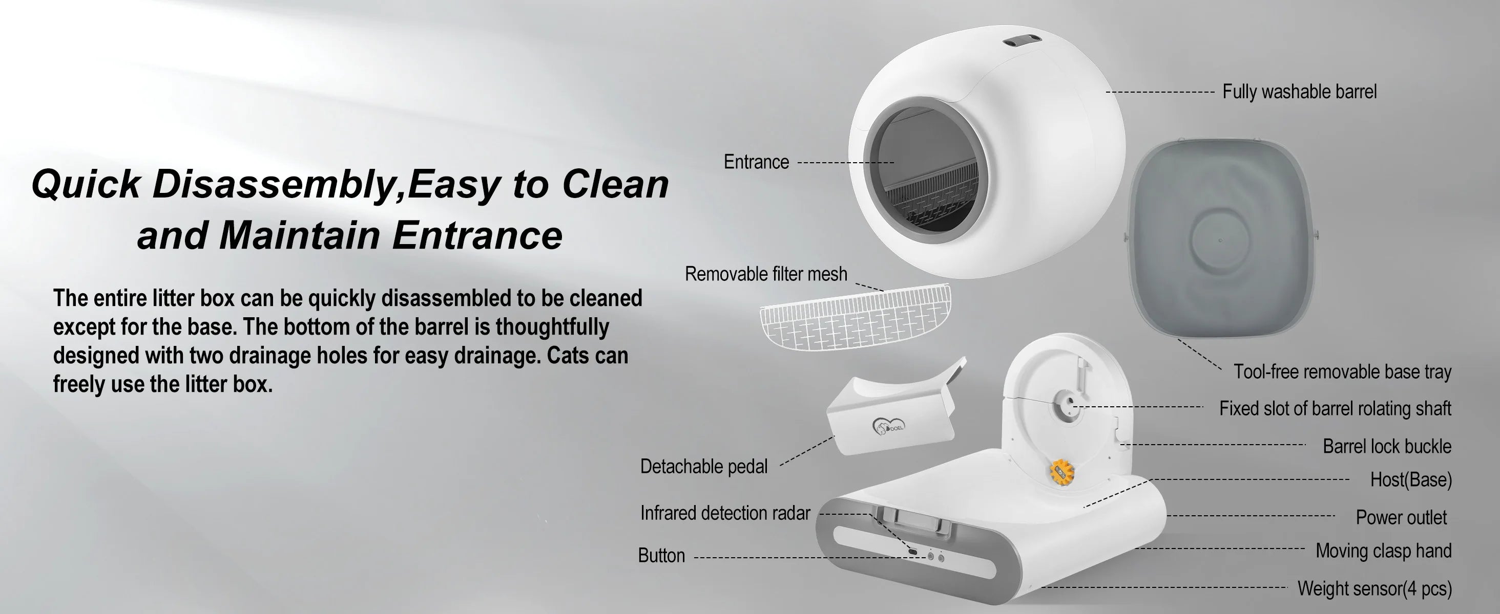 Automatic Cat Litter Box Self Cleaning with App Control & Cat Litter Mat Smart Cat Toilet for Multiple Large Cats