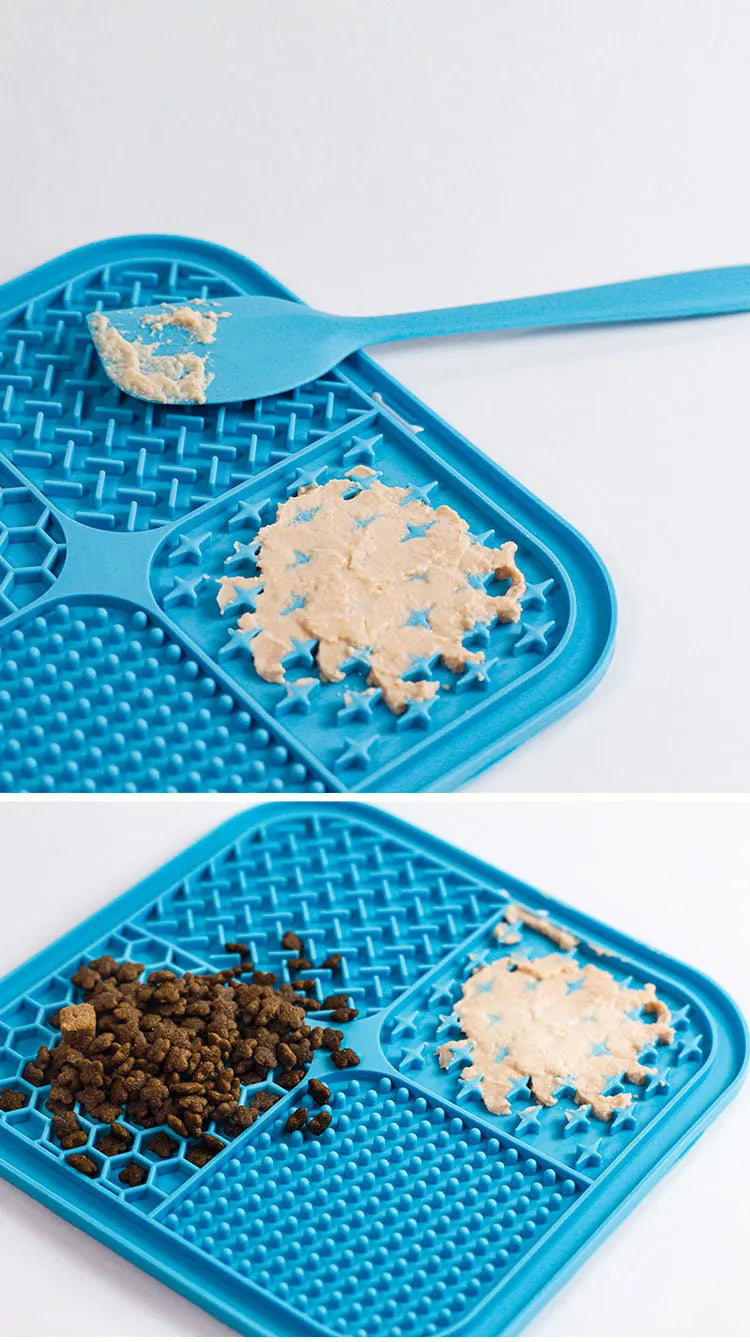 Pet Licking Mat Silicone Pet Food Suction Cup Licking Mat Slow Feeding Mat Anti-choking Slow Food Basin
