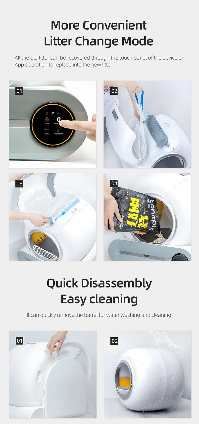 65L Automatic Smart Cat Litter Box Self Cleaning Fully Enclosed Large Cat Toilet Litter Tray