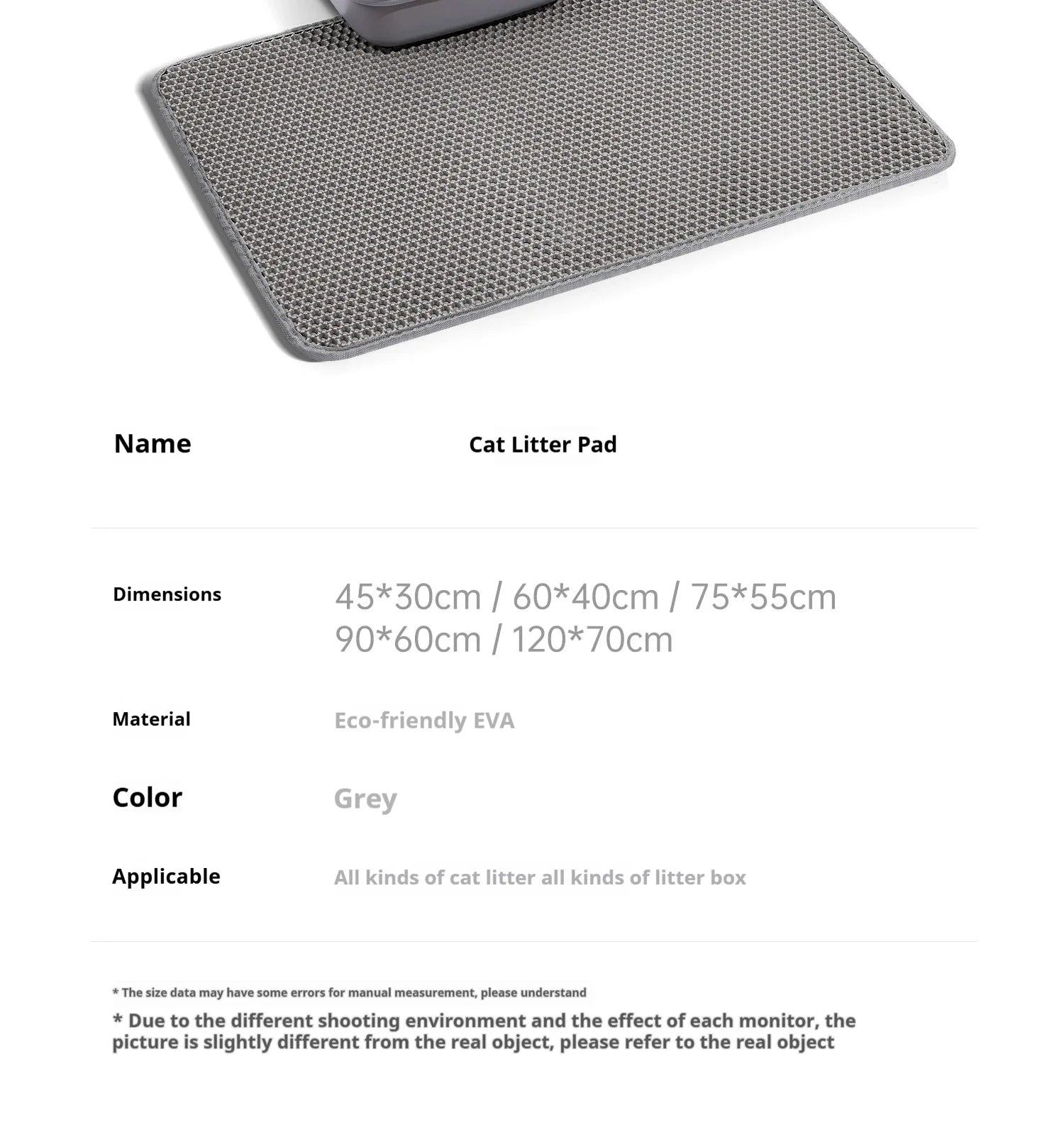 60CMX90CM Cat Litter Mat Waterproof Double Layer Pet Litter Box Mat Pet Toilet Cat Mat Nonslip Sand Cat Washable Pet Clean
